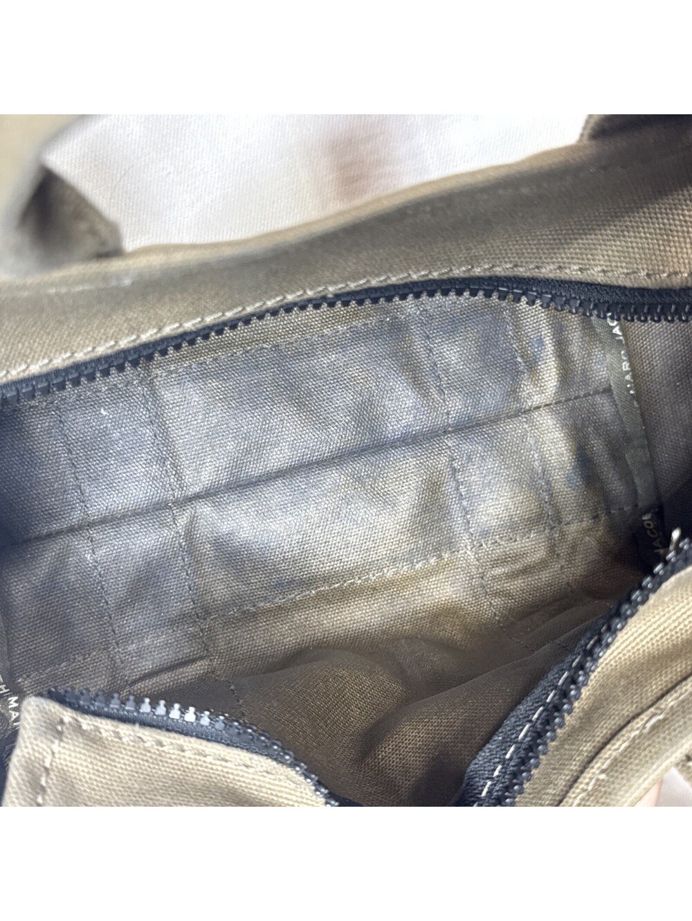 Marc Jacobs The Mini Tote Bag Khaki Canvas Crossbody Purse - Stained - Picture 9 of 13